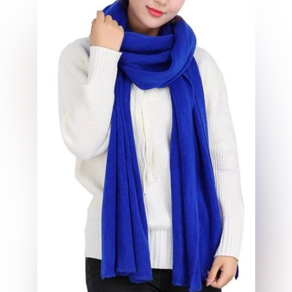 Charter Club 100% Cashmere Scarf Bright Marine Blue Long Luxury Winter Wrap NEW